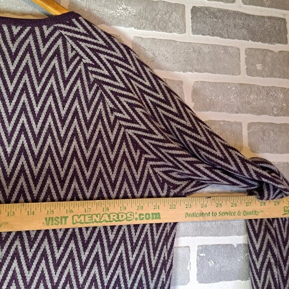 Vintage Wool Cashmere 90s Chevron Purple Gray Print Womens Cardigan Size Large - Picture 12 of 13